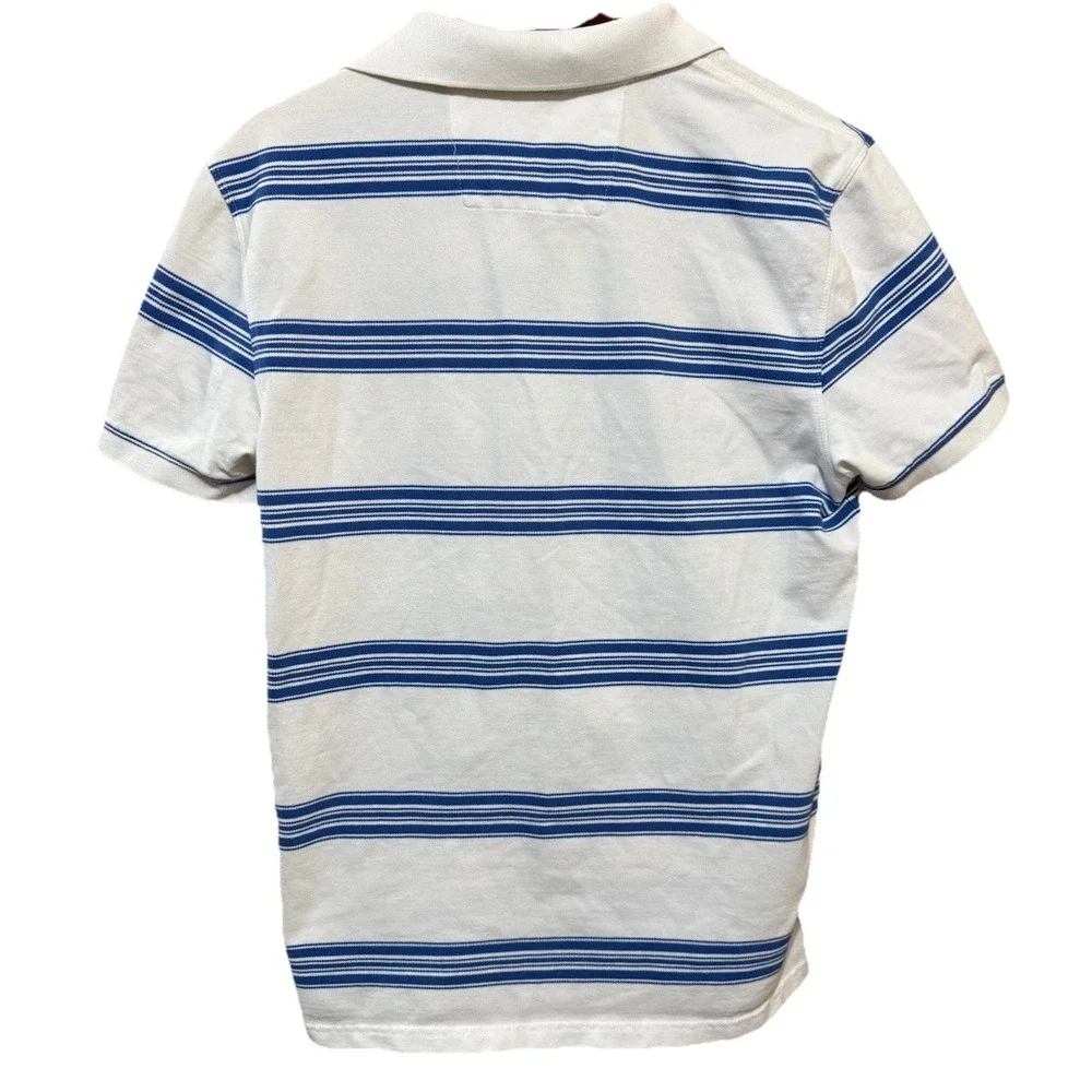 Banana‎ Republic Blue Striped Fitted Polo Shirt Size Medium EUC